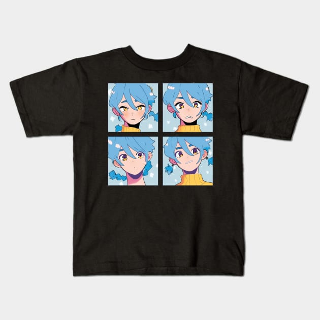 Anime Girl Cartoon Style - Manga Girl Kids T-Shirt by stickercuffs